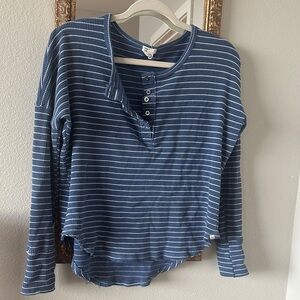 Billabong Navy Striped Henley Top